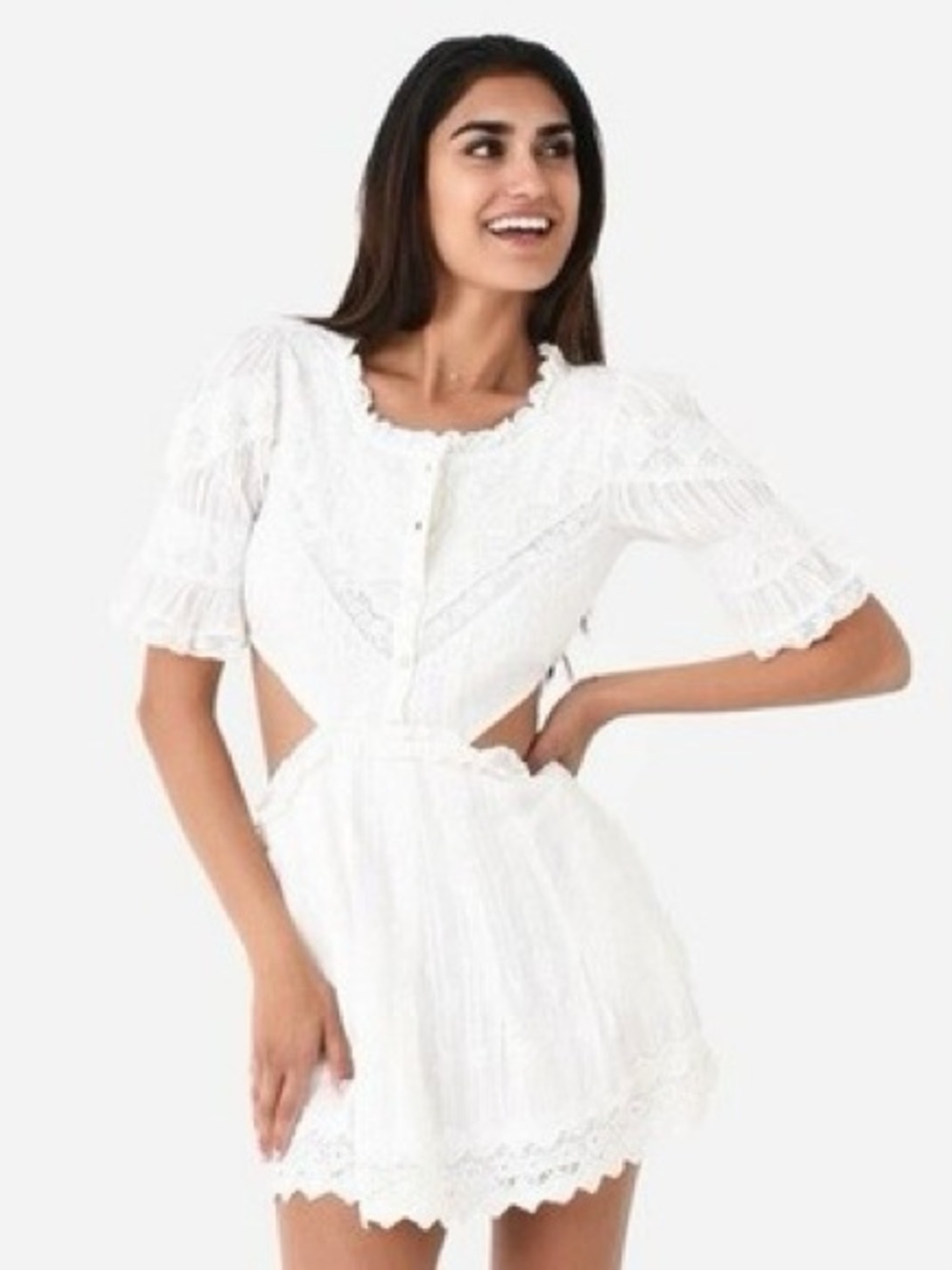LoveShackFancy White Eyelet Peasant Top